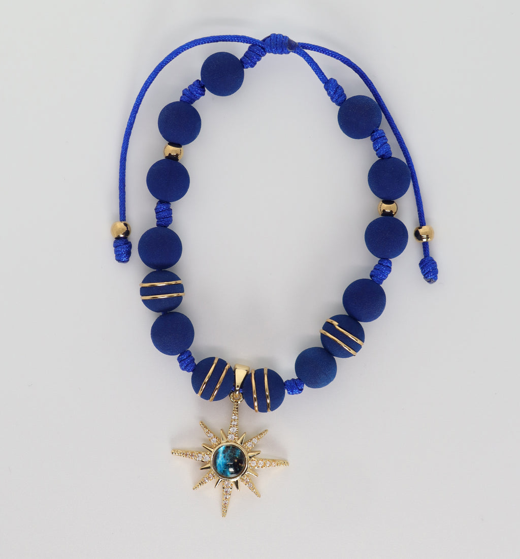 Royal Blue Bracelet With A Golden Star