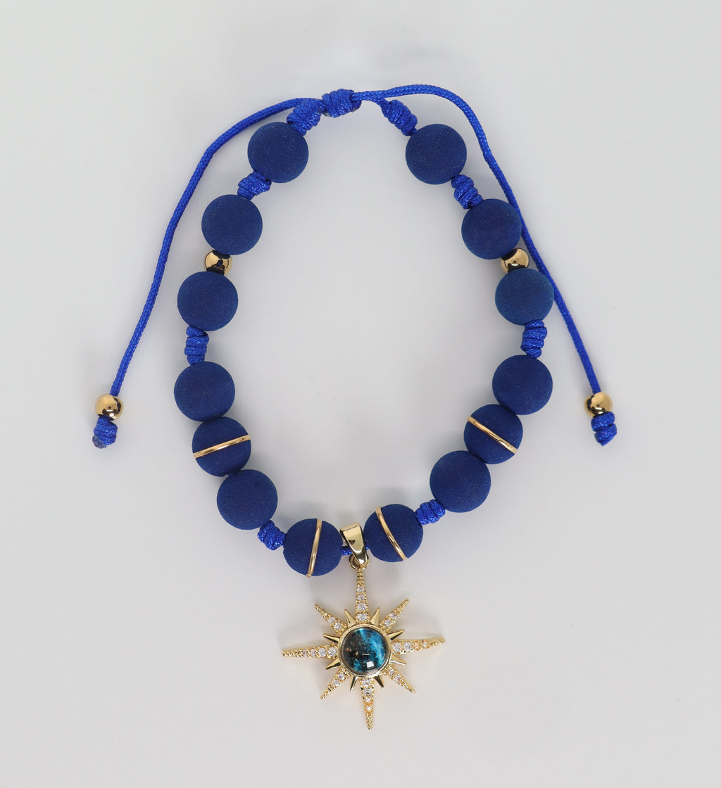 Royal Blue Bracelet With A Golden Star